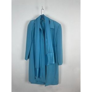 Teri Jon By Rickie Freeman Silk Blazer Dress Combo Size 6 Hong Kong - Aqua Blue